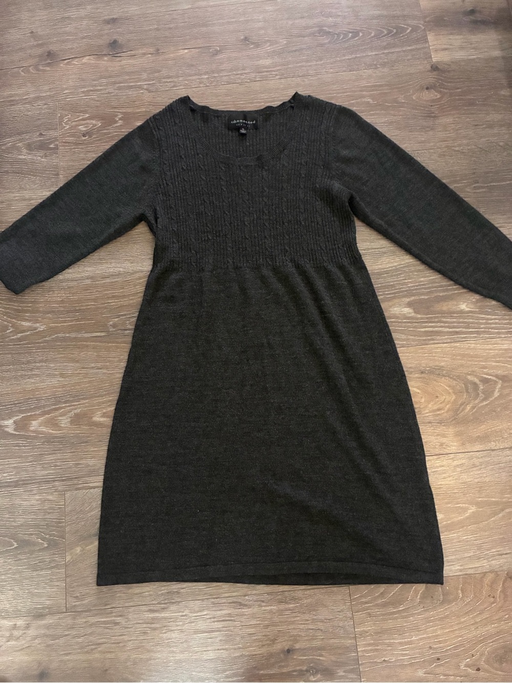 Charter Club Black Long-Sleeve Knit Dress